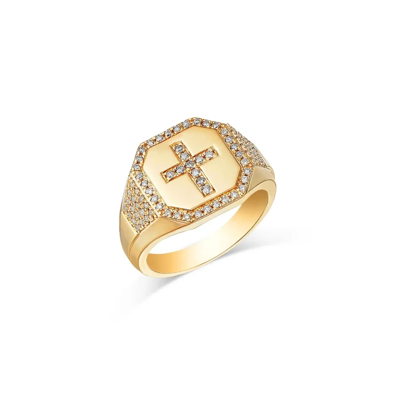 Men's Diamond Statement Ring in 14K Yellow Gold, 0.50 tcw