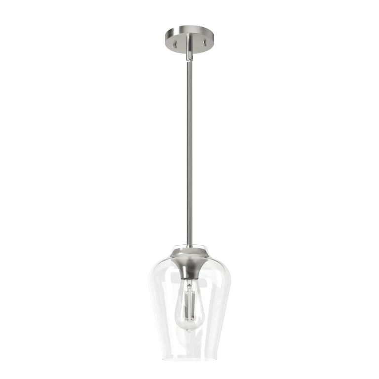 Brushed Nickel One Light Mini Pendant from the Vidria Collection