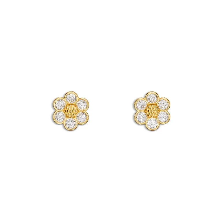 Temple St. Clair 18K Yellow Gold Fj Diamond Fiori Flower Stud Earrings