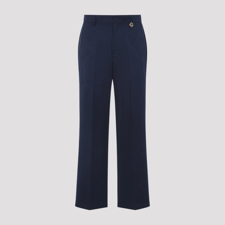 Casablanca Monogram Pants Blue Cotton - Men