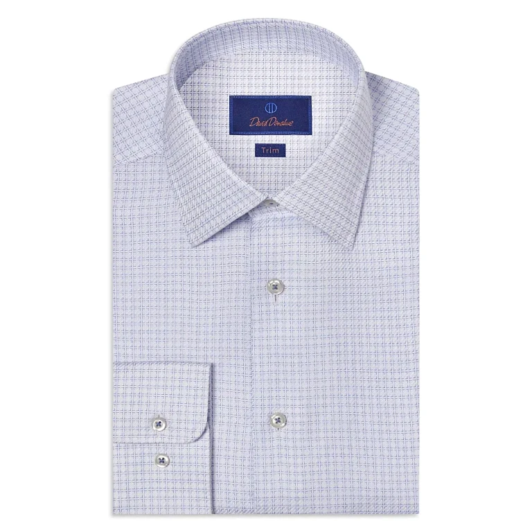 David Donahue Trim Fit Box Dobby Dress Shirt