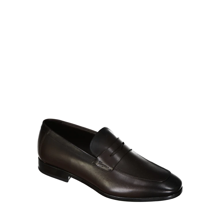 Ferragamo Gray Loafers Brown Leather - Men