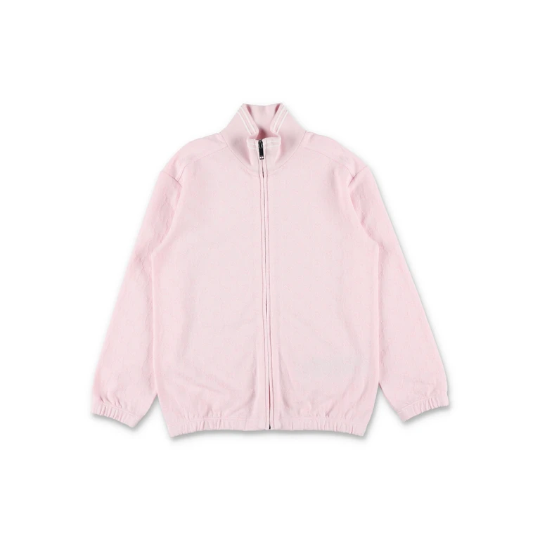 Gucci GG Piqué zip jacket for kids Baby Pink Cotton Sweatshirt