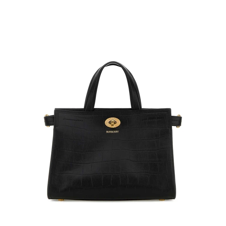Burberry Black Leather Mini Cotswolds Handbag Borse A Mano - Women