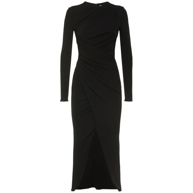 Michael Kors Collection Elegant Long Black Dress With Long Sleeves