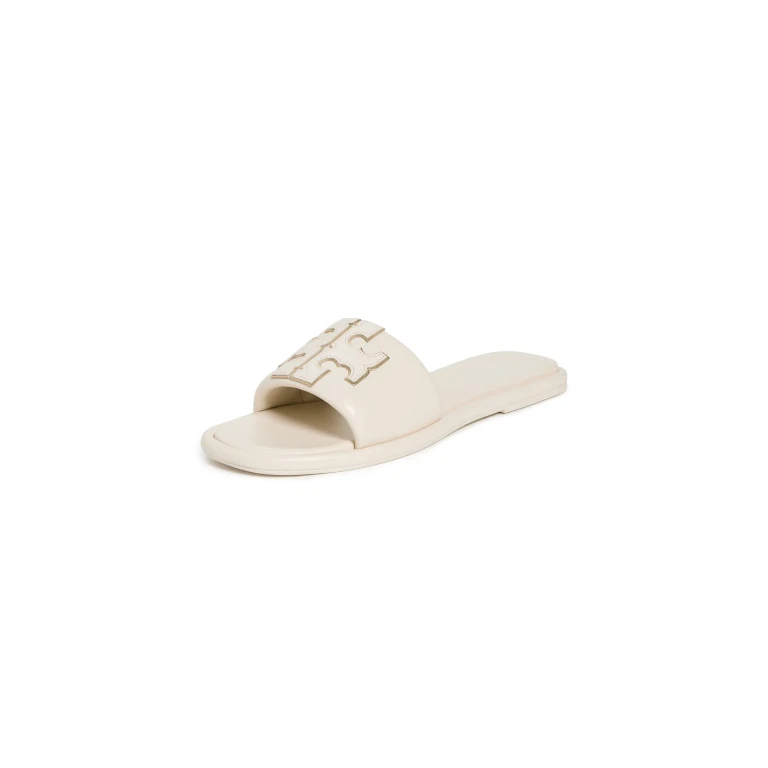 Tory Burch Double T Sport Slides Light Cream / Gold 10