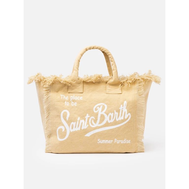 Mc2 Saint Barth Beige Cotton Canvas Vanity Tote Bag Brown - Unisex