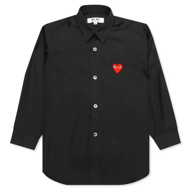 Cdg Play Kids Heart Patch Long-Sleeve Cotton Shirt