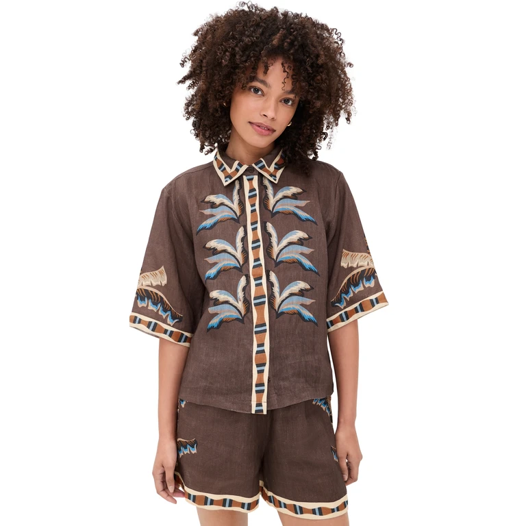 Las Sureñas Collared Shirt Bali Tiger L