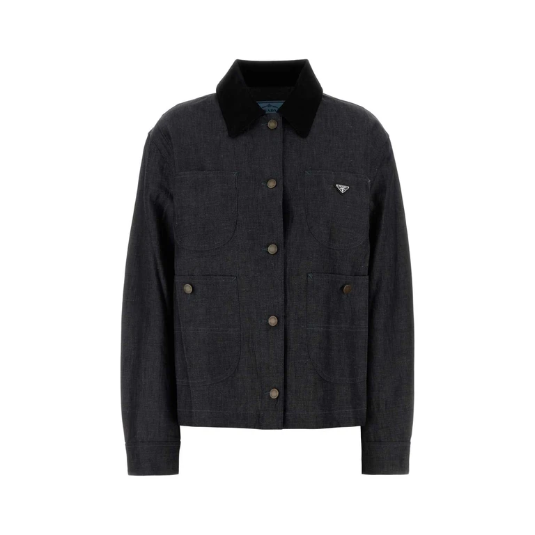 Prada Denim Shirt Bleu Exterior: Cotton Linen Camicie - Women