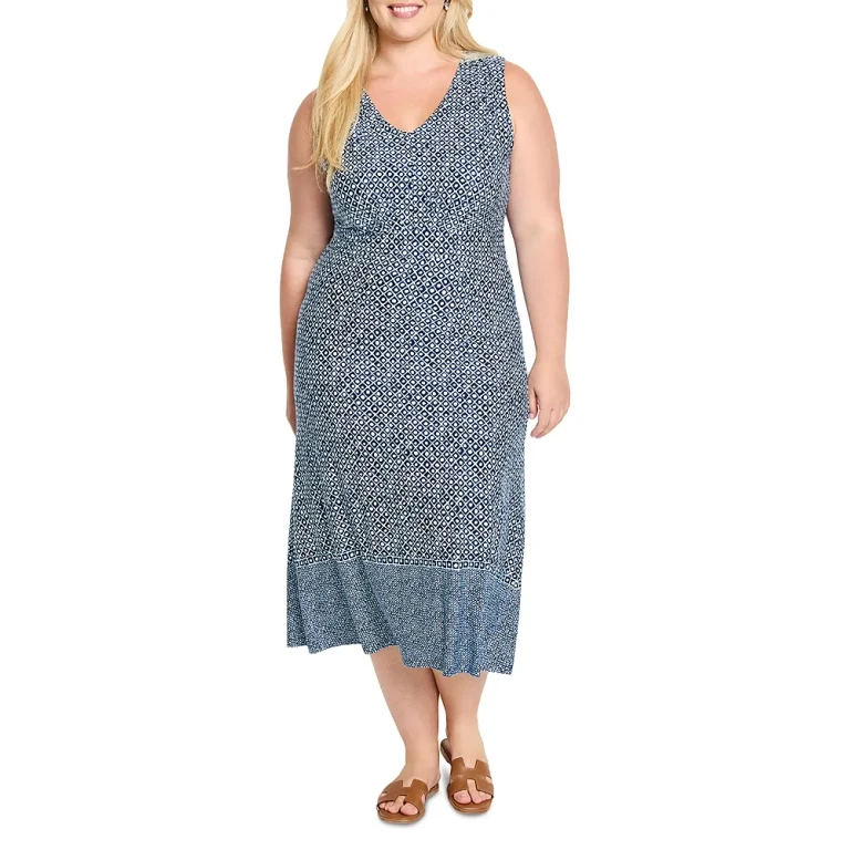 Nic+Zoe Plus Ella Geometric Print Dress