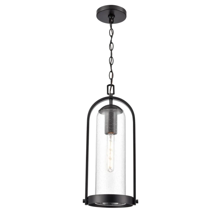 Powder Coated Black Outdoor Hanging Lantern from the Luxio Collection