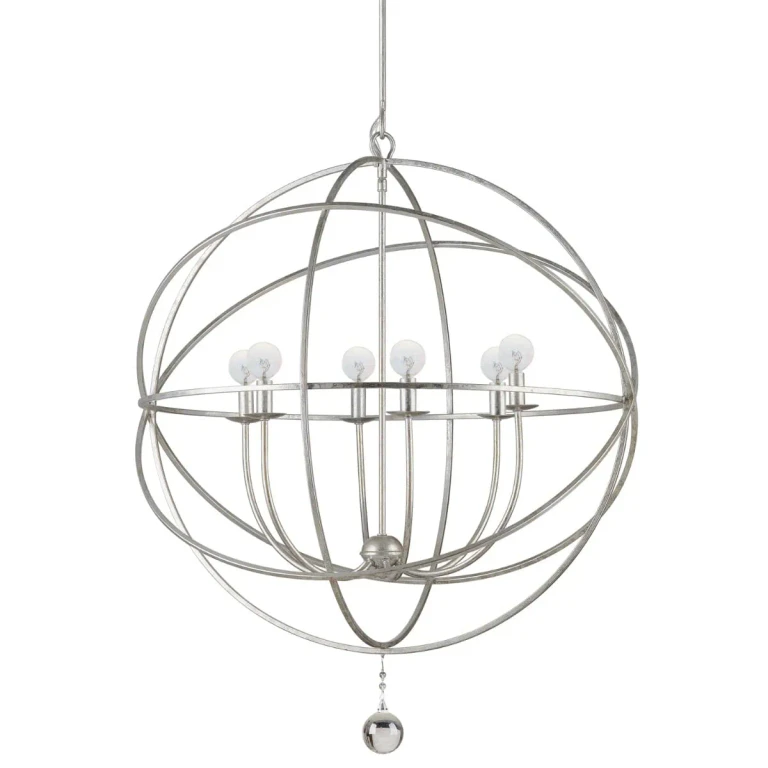 Solaris 6-Light 36" Industrial Chandelier in Olde Silver