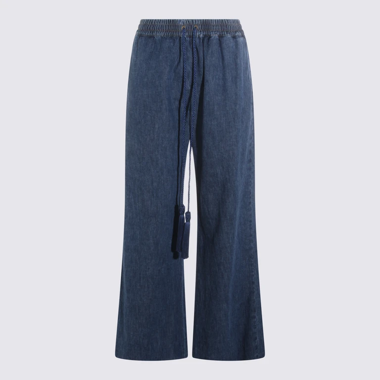 Valentino Trousers Medium Blue _100 % Co - Women