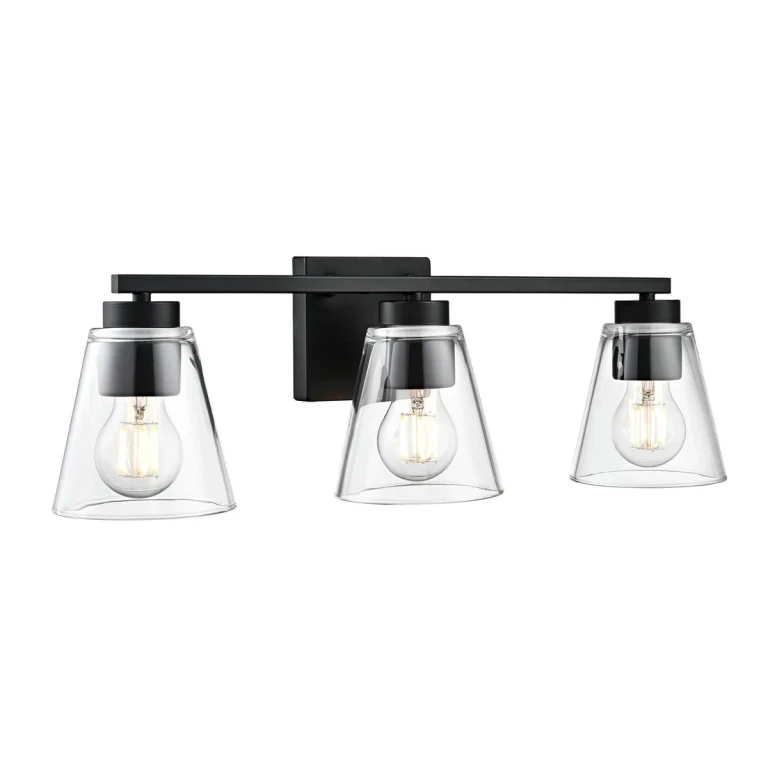 Matte Black Bathroom Vanity Light from the Strayhan Collection