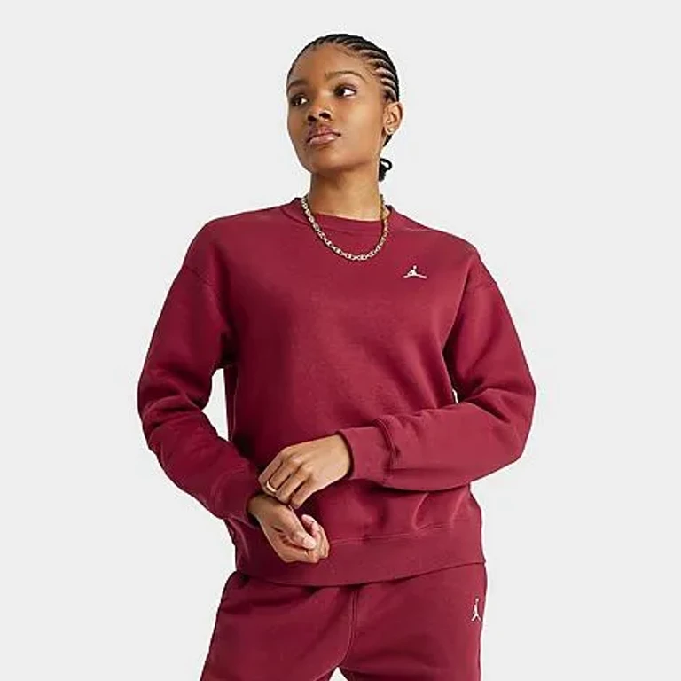 Jordan Women's Brooklyn Fleece Crewneck Sweatshirt in Team Red/White Size: XS