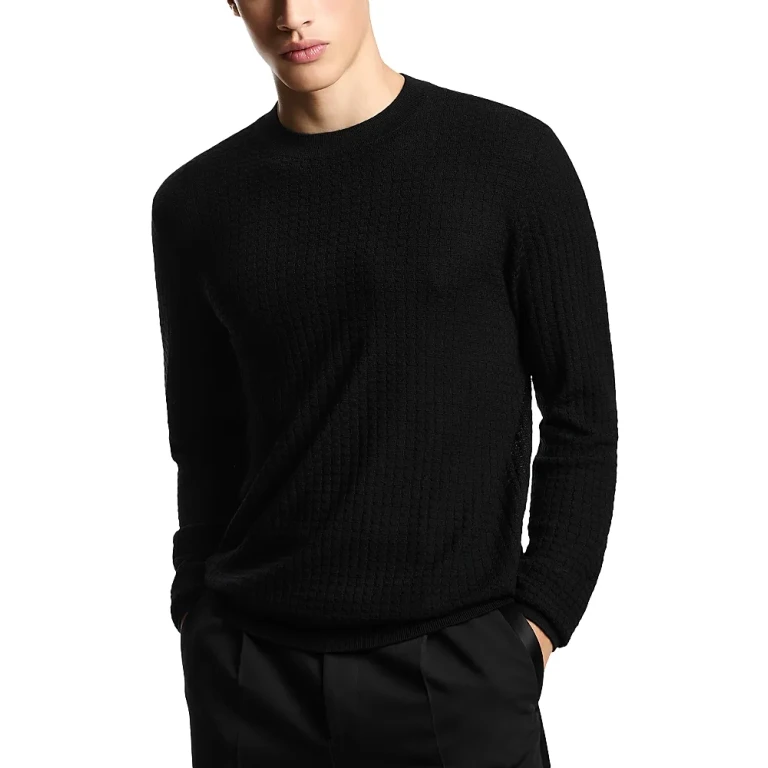 Emporio Armani Wool Geometric Square Jacquard Sweater