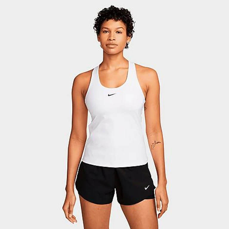 Nike Women's Swoosh Medium-Support Padded Sports Bra Tank in White/Stone Mauve/Black Size: XXS