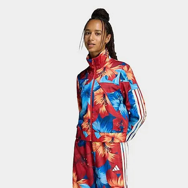 Women's x Farm Rio House of Tiro Track Top in Light Blue/Tactile Red/Cream White Size: XS