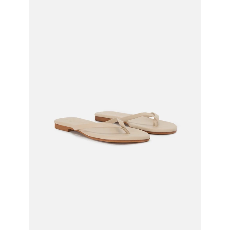 Mc2 Saint Barth Essentials Real Leather Flip Flops Powder Pink Brown Shoe - Unisex