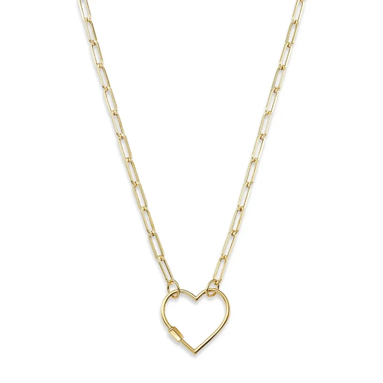 Open Heart Clasp Pendant Necklace in 14K Yellow Gold, 18