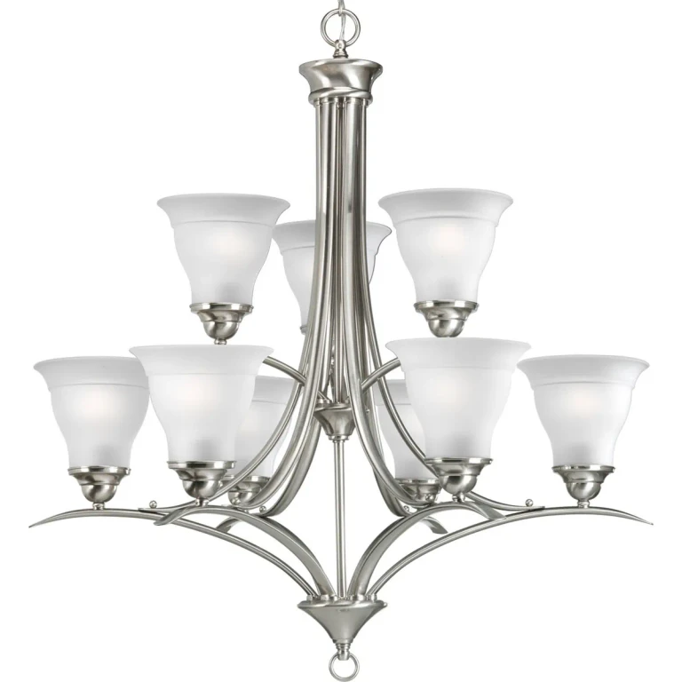 Brushed Nickel Nine Light Chandelier from the Trinity Collection