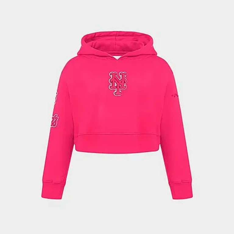 Pro Standard Girls' Big Kids New York Mets MLB Fleece Pullover Hoodie in Beetroot Purple Size: Small