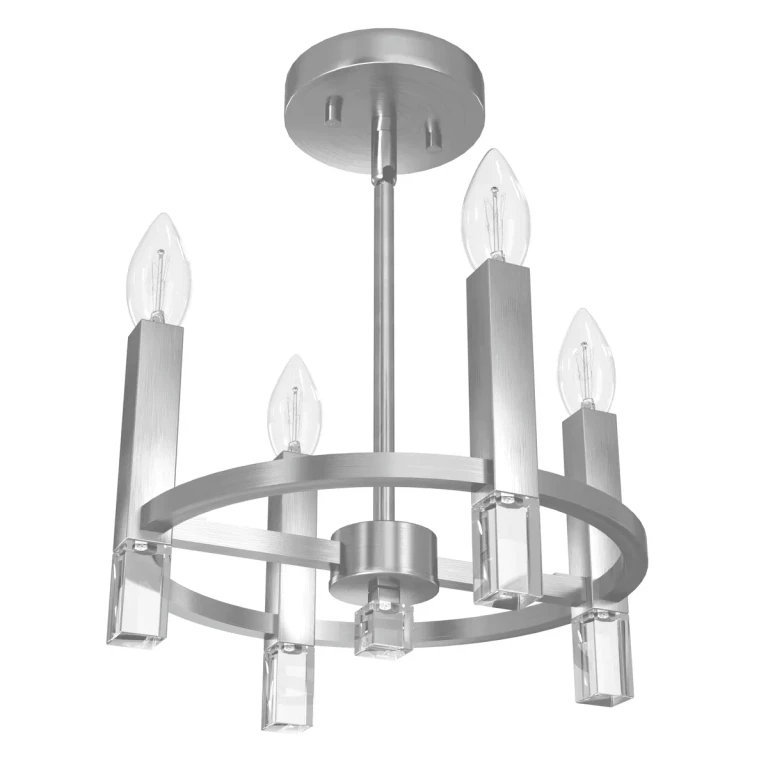Brushed Nickel Four Light Semi Flush Mount from the Sunjai Collection
