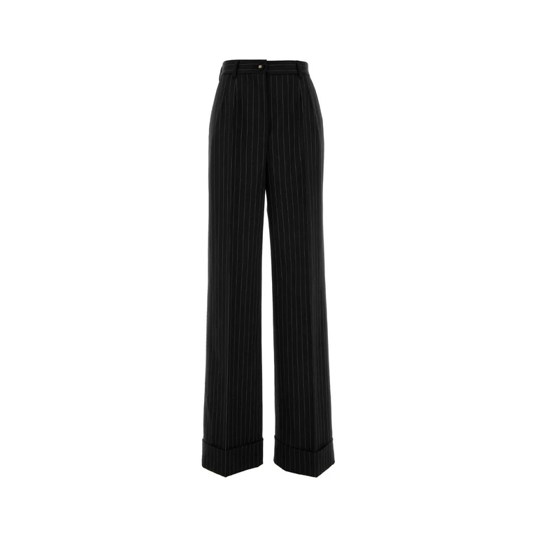 Dolce & Gabbana Embroidered Stretch Wool Pant Rigato Ea Wv Pantaloni - Women