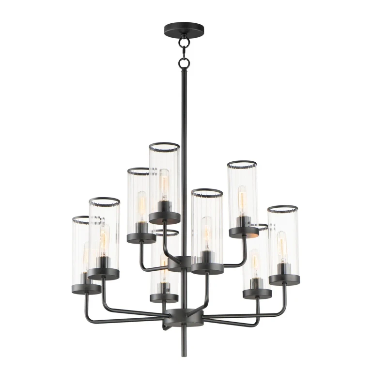 Black Nine Light Chandelier from the Crosby Collection