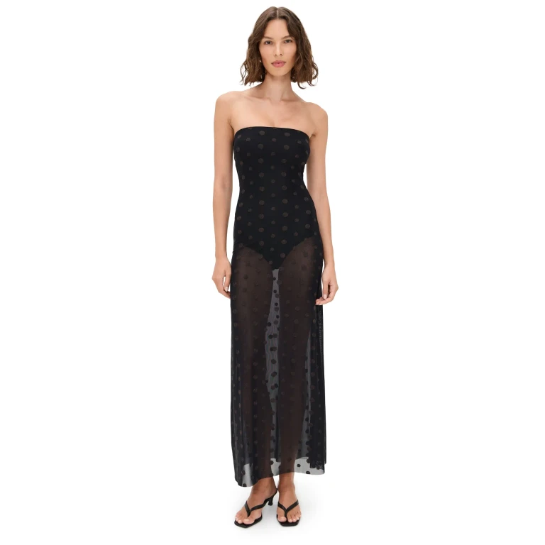 Bec + Bridge Karla Strapless Maxi Dress Black/Choc Spot 12
