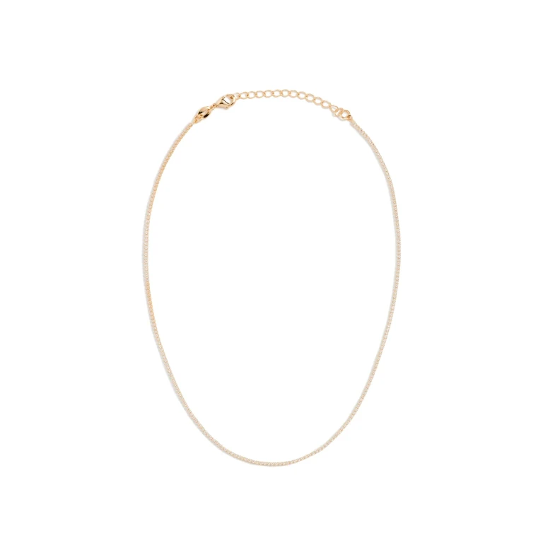 SHASHI Micro Teeny Tiny Tennis Necklace Gold One Size