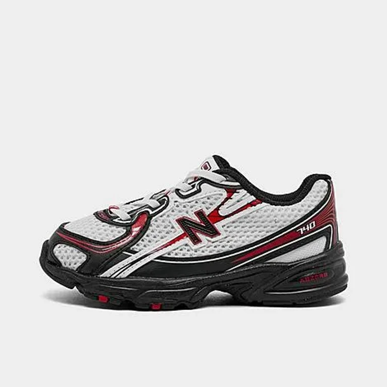New Balance Kids Toddler 740 Stretch Lace Casual Shoes in White/Black/Red Size: 4.0