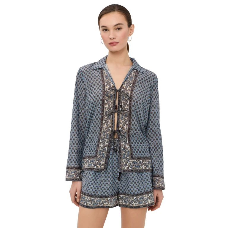 Veronica Beard Eva Top Blue Jay Multi 8