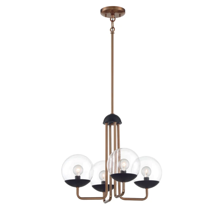 George Kovacs Outer Limits 4-Light Chandelier in Painted Bronze with Natural Brush - P1504-416