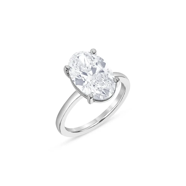 Certified Lab Grown Oval-Cut Diamond Engagement Ring in 18K White Gold, 4.50 tcw