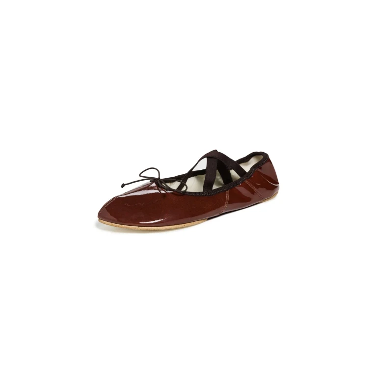 Tory Burch Peep Toe Mary Jane Ballet Flats Russet Brown 8.5