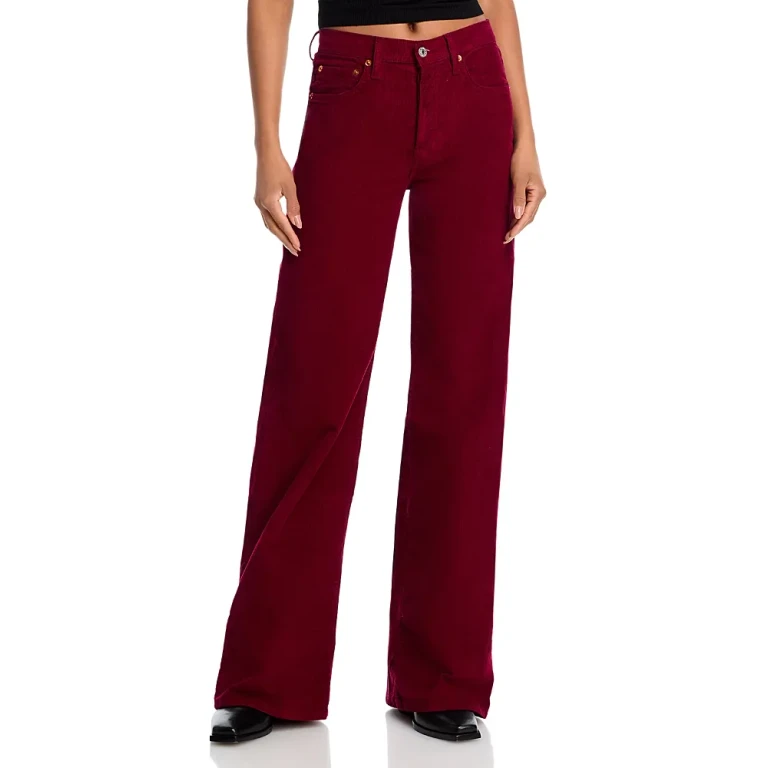 Re/Done High Rise Wide Leg Jeans in Beet Cord