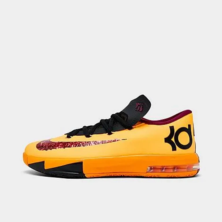 Nike Big Kids KD 6 Basketball Shoes in Laser Orange/Raspberry Red/Black Size: 3.5