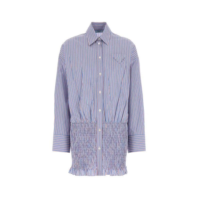 Prada Embroidered Poplin Shirt Azzurro Co-trochusniloticus Camicie - Women