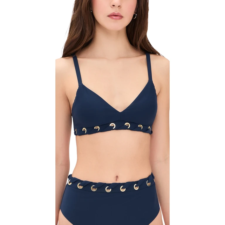STYLEST DreamSculpt Grommet Push Up Bra Bikini Top Navy XS