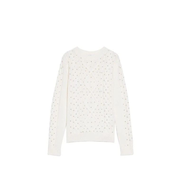 Max Mara onde White Wool Blend Sweater