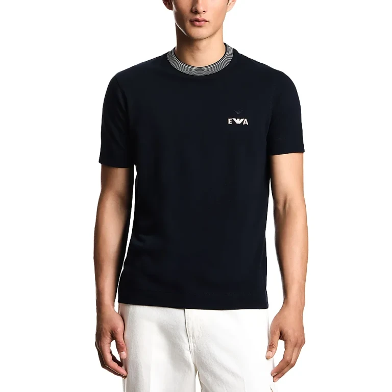 Emporio Armani Striped Crewneck Pique Tee