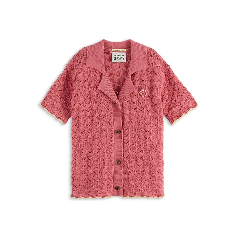 Scotch & Soda Girls' Scalloped Knitted Shirt - Little Kid, Big Kid