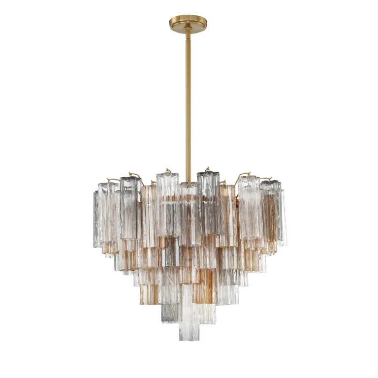 Aged Brass 12 Light Chandelier from the Addis Collection