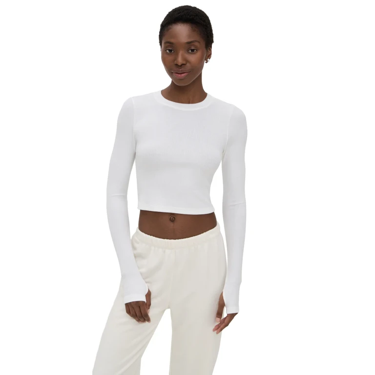 Splits59 Louise Rib Long Sleeve Crop Black L