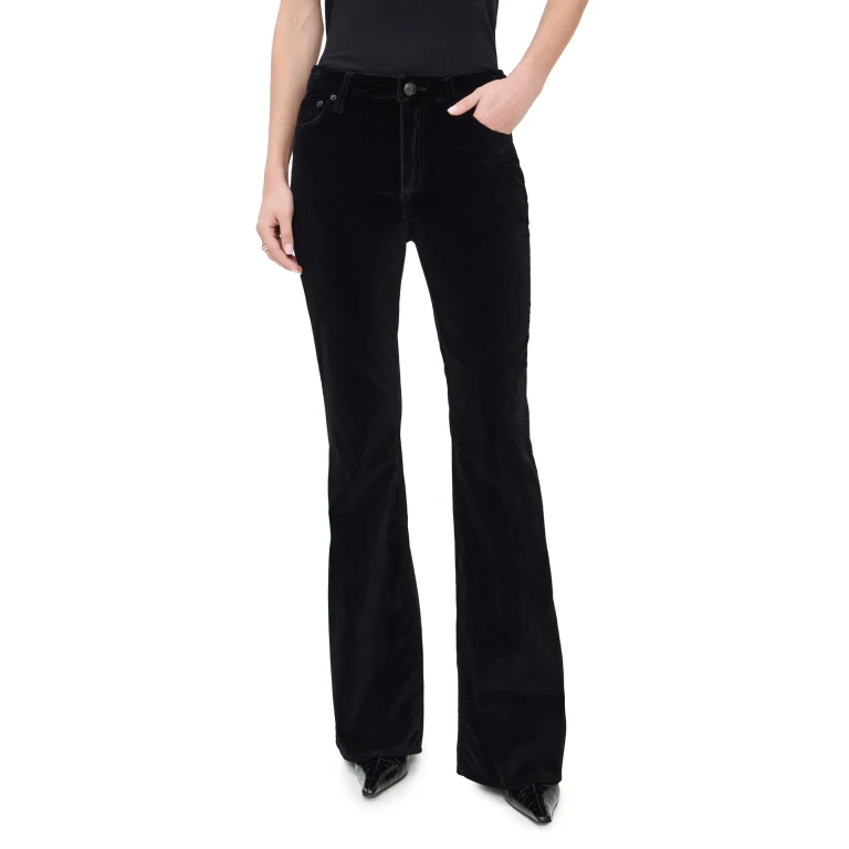 rag & bone Dahlia Velvet Full Flare Pants Black Velvet 30
