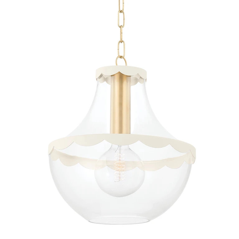 Aged Brass One Light Pendant from the Alaina Collection