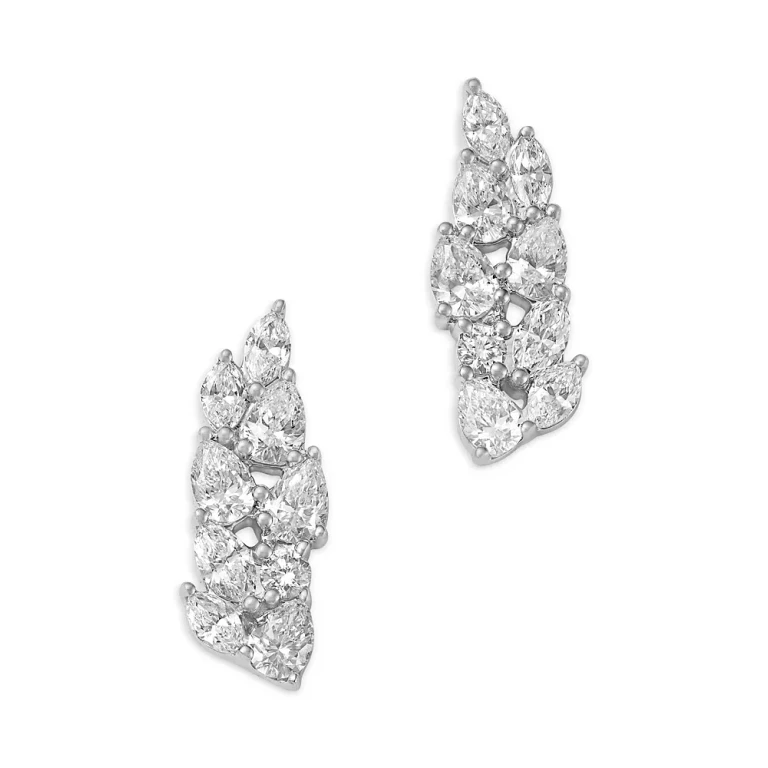 Luxe Collection Certified Lab Grown Diamond Mixed Cut Ear Climbers in 14K White Gold, 1.33 tcw