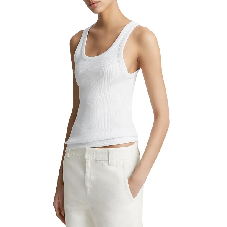 Vince Ribbed Scoop Neck Tank